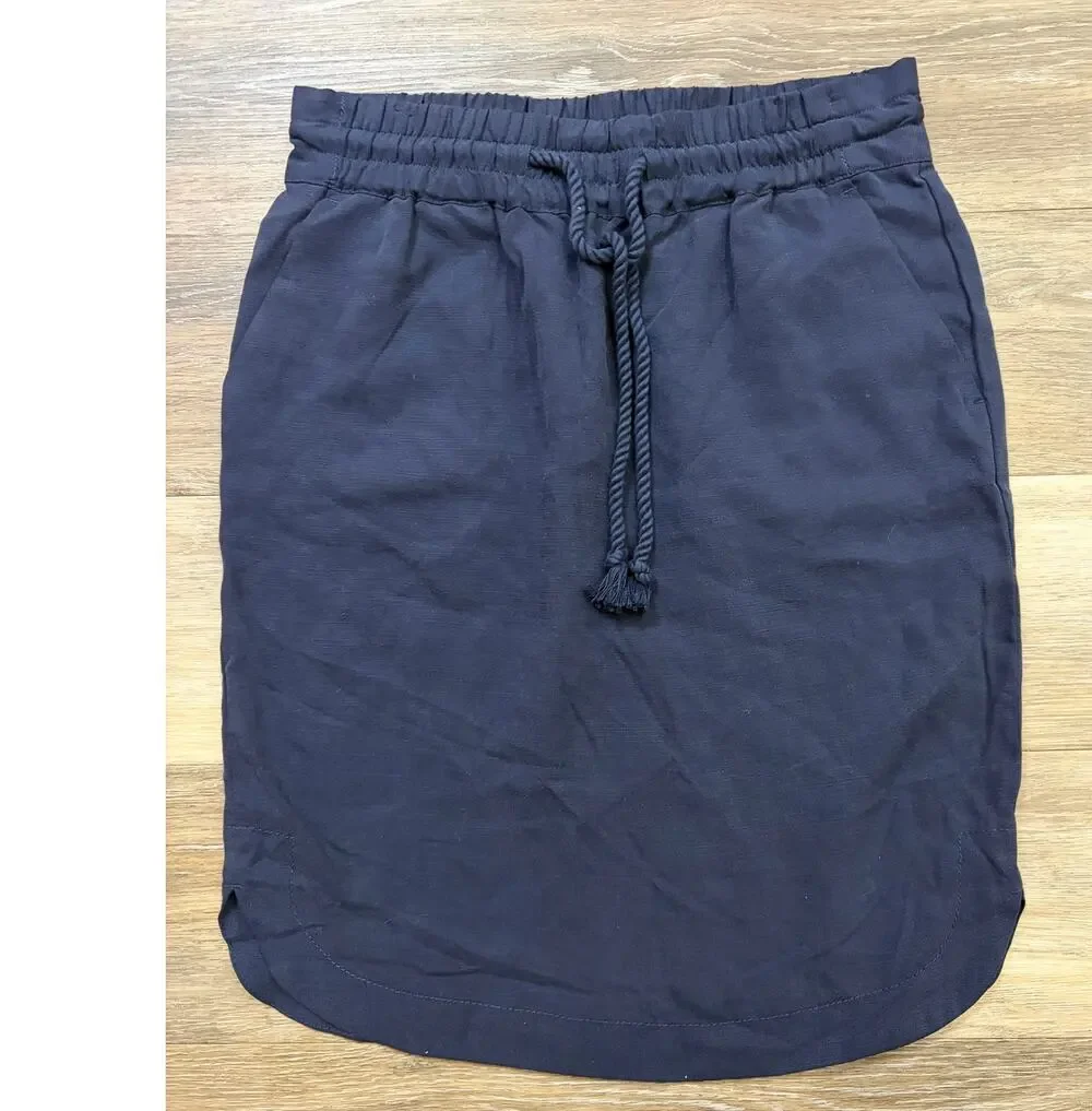 LOFT Navy Elastic Waist Drawstring Skirt Size XS Casual